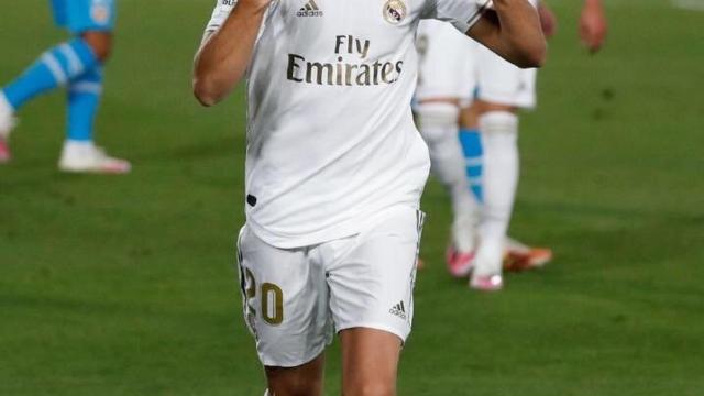 Marco Asensio celebra su primer gol tras volver de su lesión