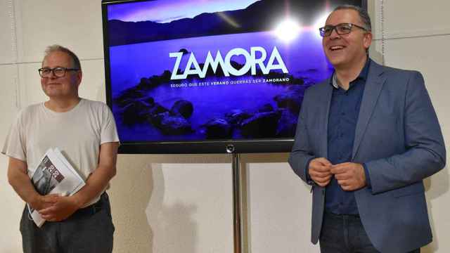 Jesús María Prada y Christoph Strieder durante la presentación de Zamora como destino turístico seguro, el pasado verano