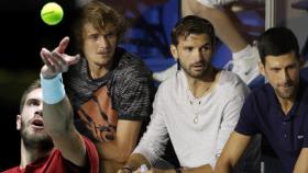 Borna Coric, Alexander Zverev, Grigor Dimitrov y Novak Djokovic, en el Adria Tour