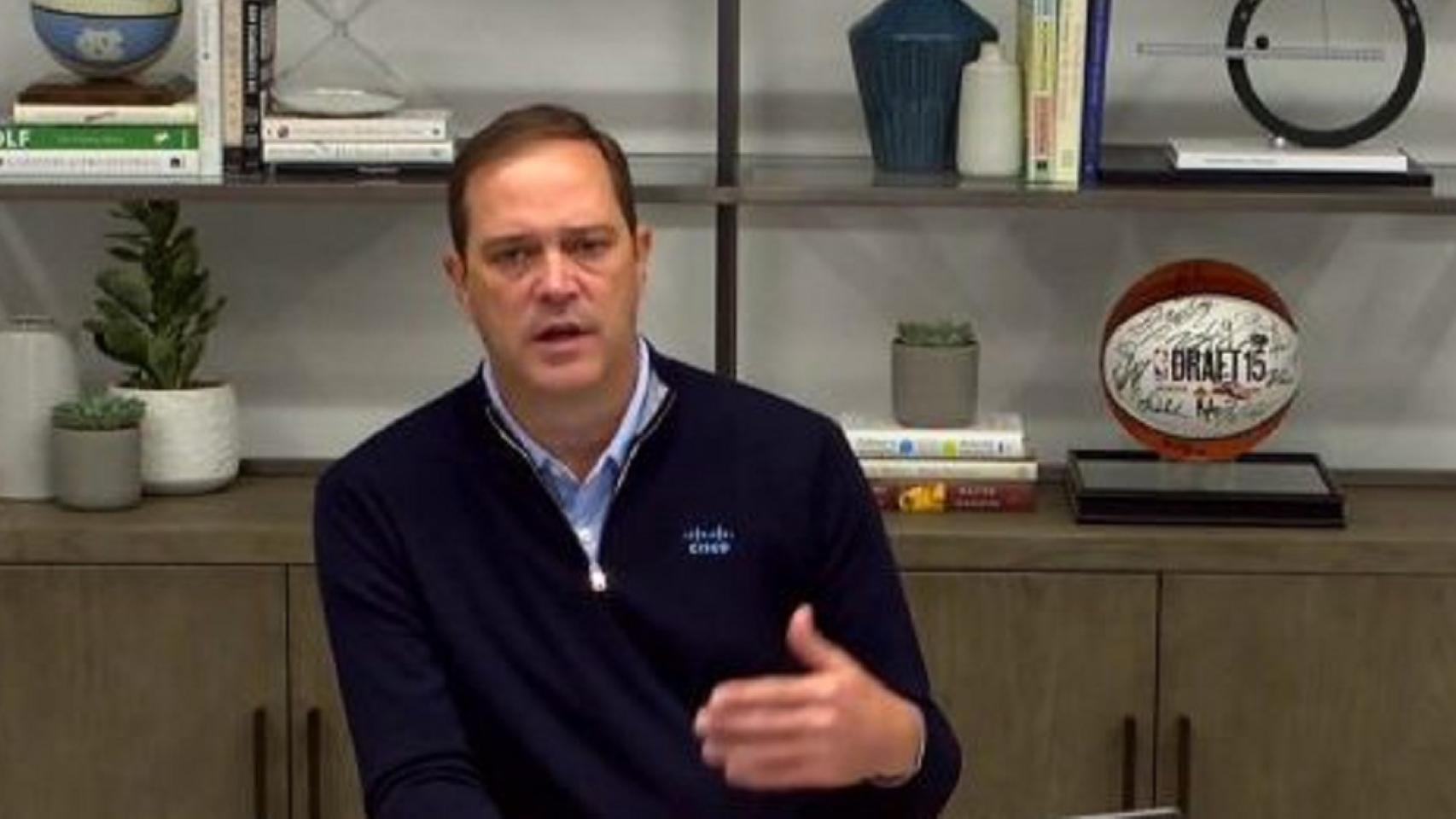 Chuck Robbins, CEO de Cisco, durante el evento virtual.