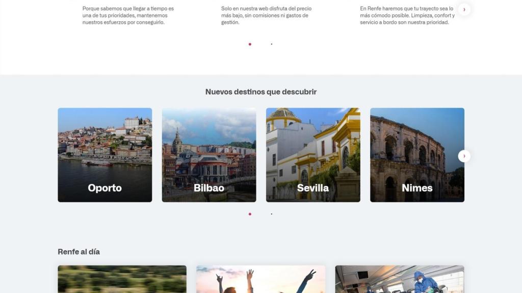 Nuevo diseño de la web de Renfe.