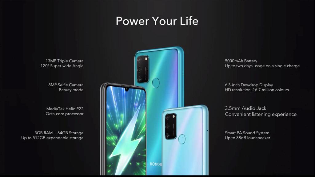 Todas las características del Honor 9A.