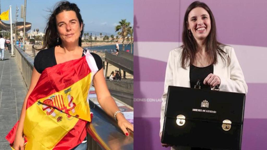 Cristina Gómez, a la izquierda, junto a Irene Montero.