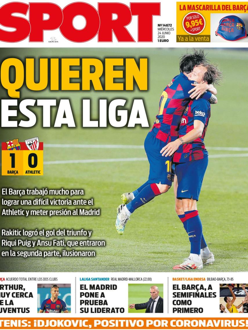 La portada del diario Sport (24/06/2020)
