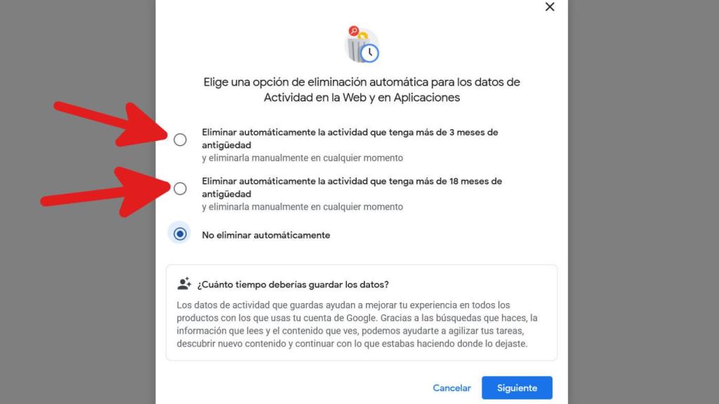 Podemos hacer que Google 'olvide' nuestros datos después de un tiempo