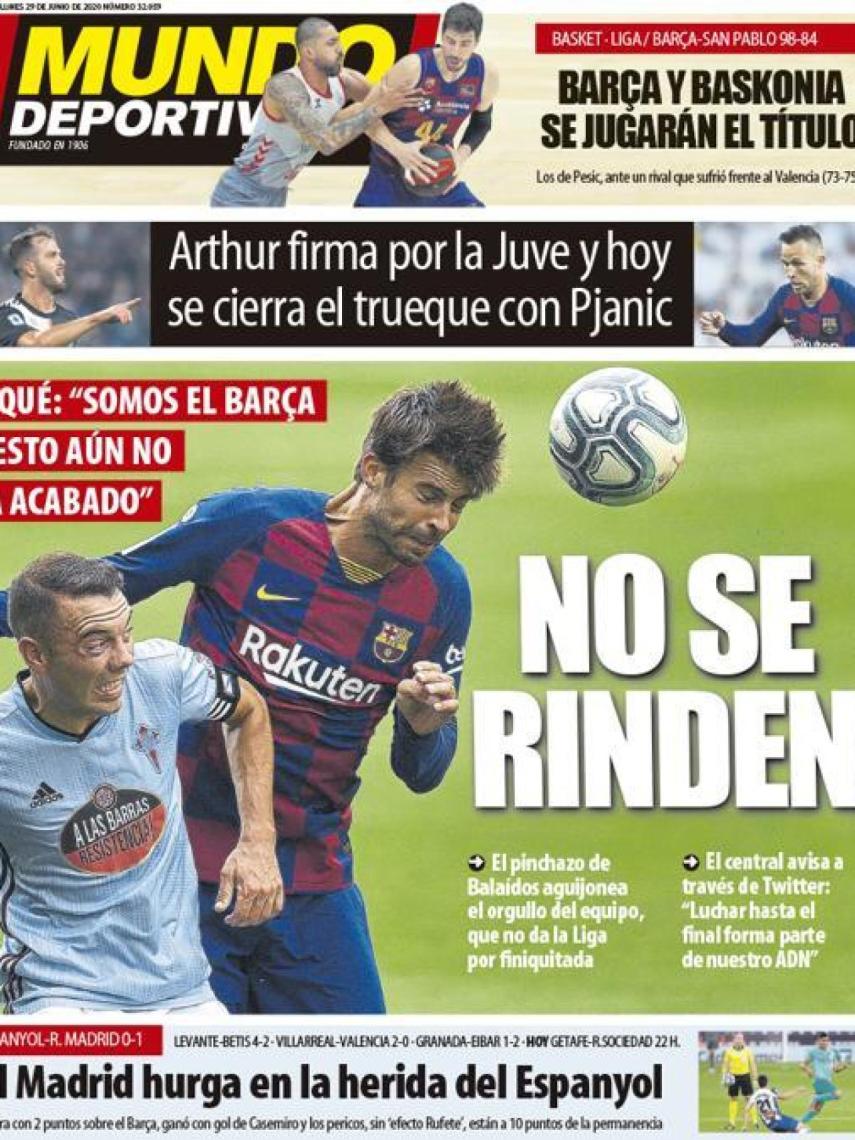 La portada del diario Mundo Deportivo (29/06/2020)