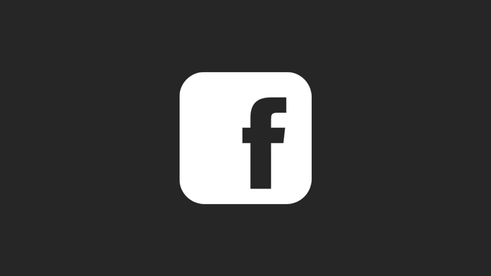 El logo de Facebook en modo oscuro.