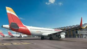 Un avión de Iberia en Barajas.