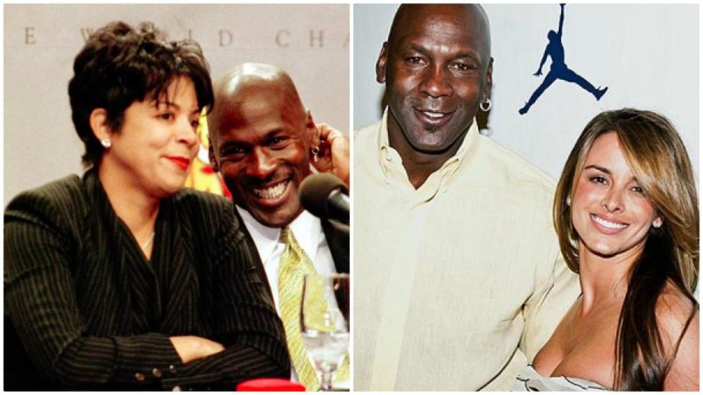 Michael Jordan junto a Juanita, su ex, e Yvette, su actual mujer