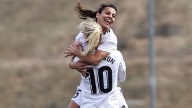 Sofia Jakobsson y Thaisa Moreno, durante un partido del CD Tacón de la Primera Iberdrola