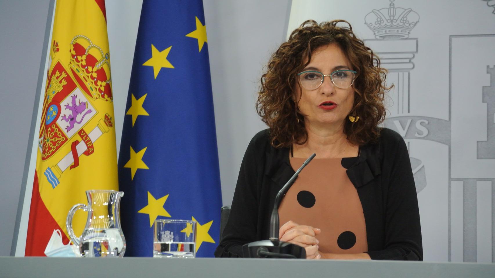 María Jesús Montero, ministra de Hacienda y portavoz, en rueda de prensa tras el Consejo de Ministros.