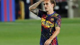 Griezmann, durante un calentamiento del Barcelona