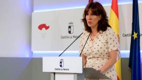 Blanca Fernández, consejera portavoz del Gobierno de Castilla-La Mancha, este miércoles en rueda de prensa