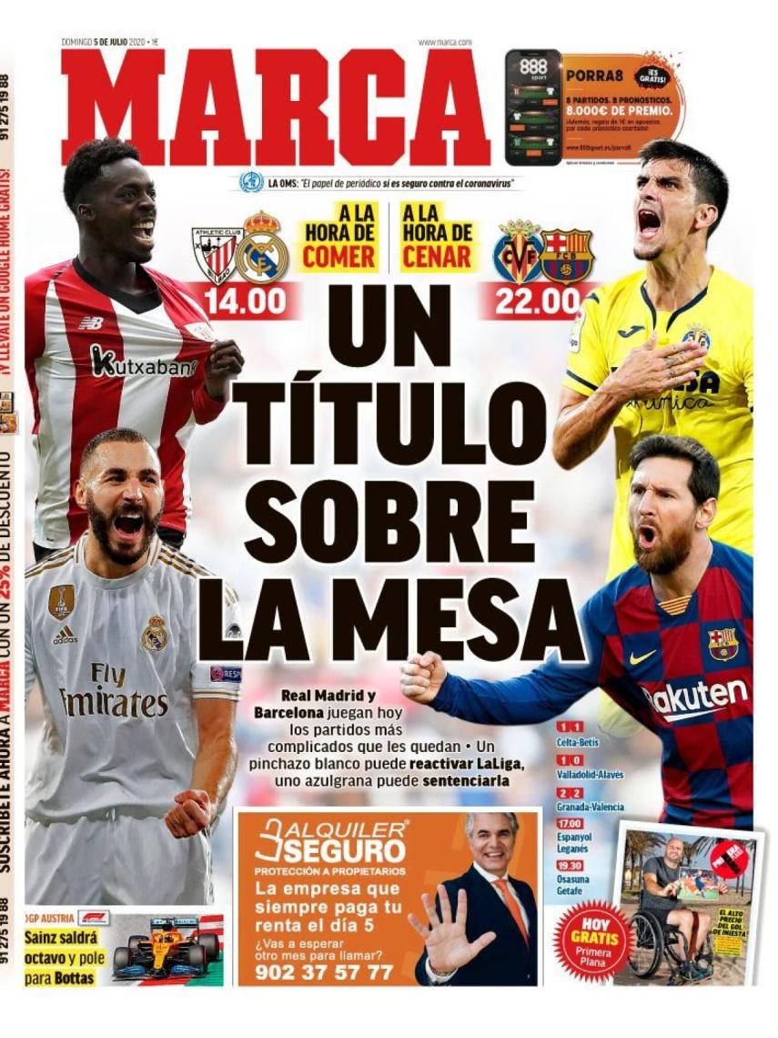 La portada del diario MARCA (05/07/2020)