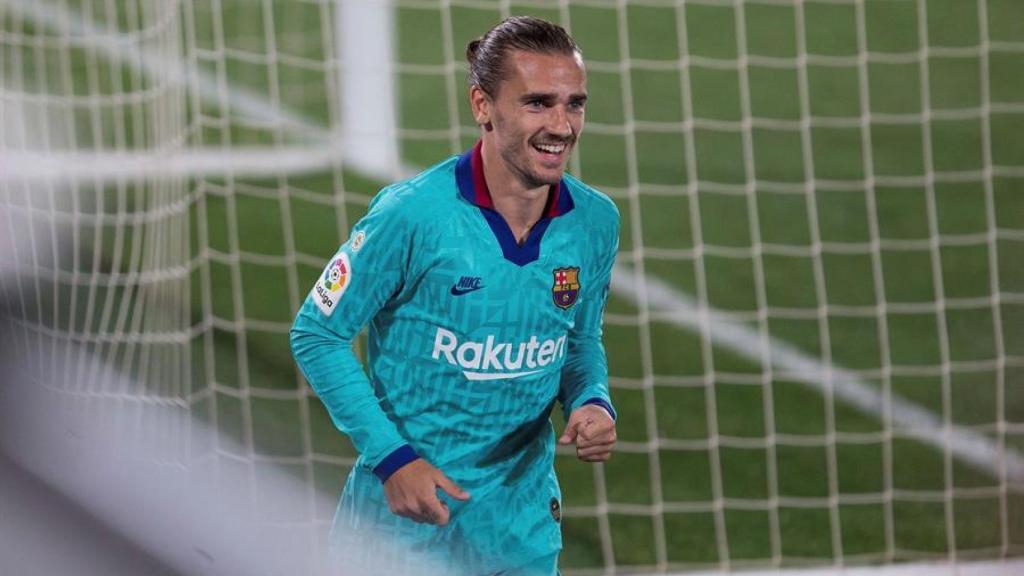 Antoine Griezmann celebra el gol del Barcelona ante el Villarreal