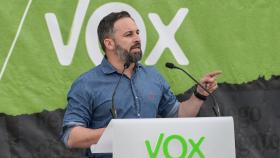 El presidente de Vox, Santiago Abascal, durante el acto electoral de Vox en A Coruña.