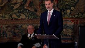 El rey Felipe durante su intervención en el acto del 40 aniversario del Tribunal Constitucional. Efe