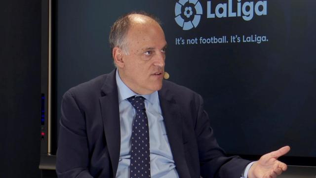 Javier Tebas, durante el World Football Summit