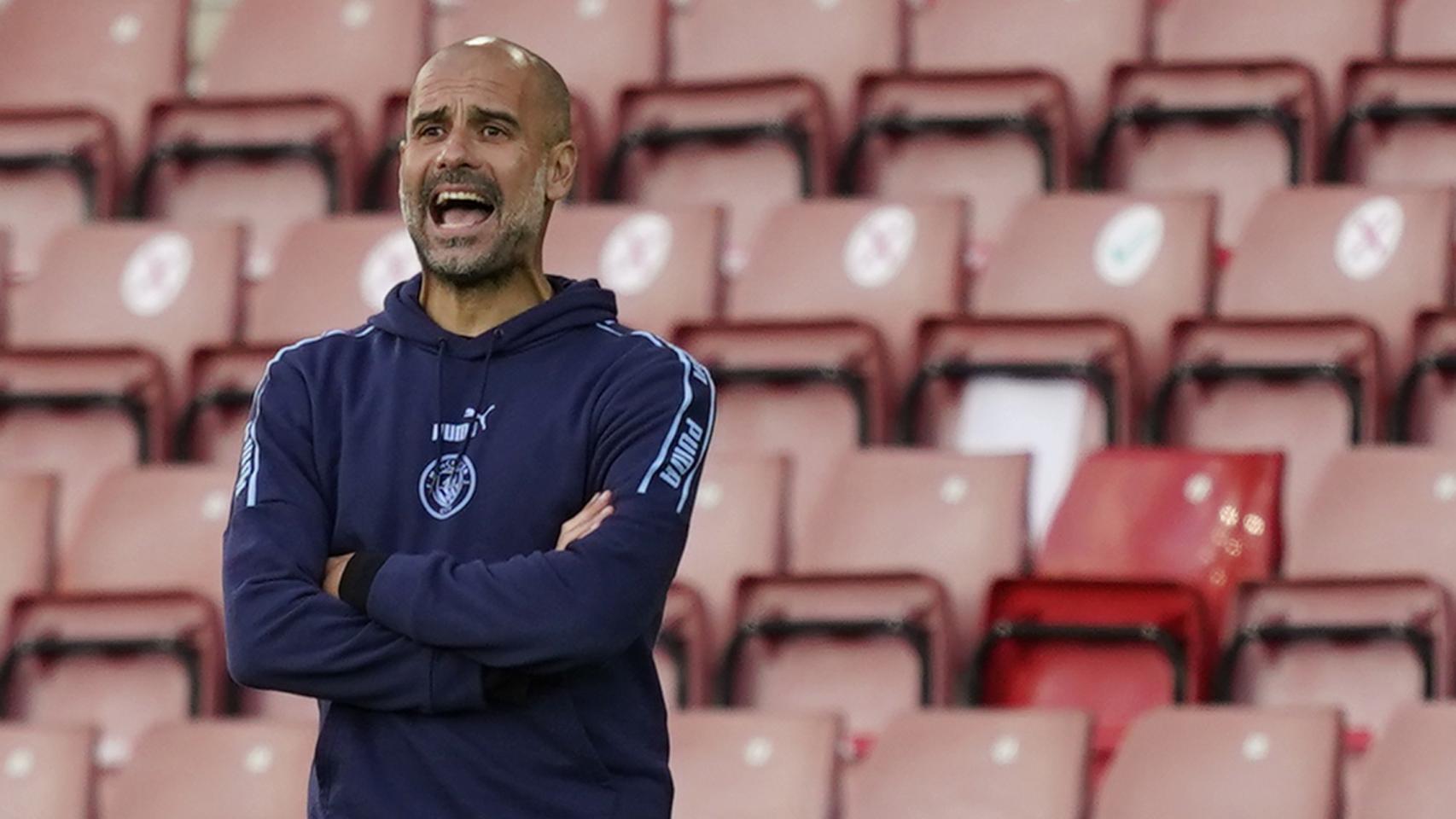 Pep Guardiola, durante un partido del Manchester City