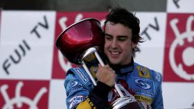 Fernando Alonso, durante un Gran Premio de Japón con Renault