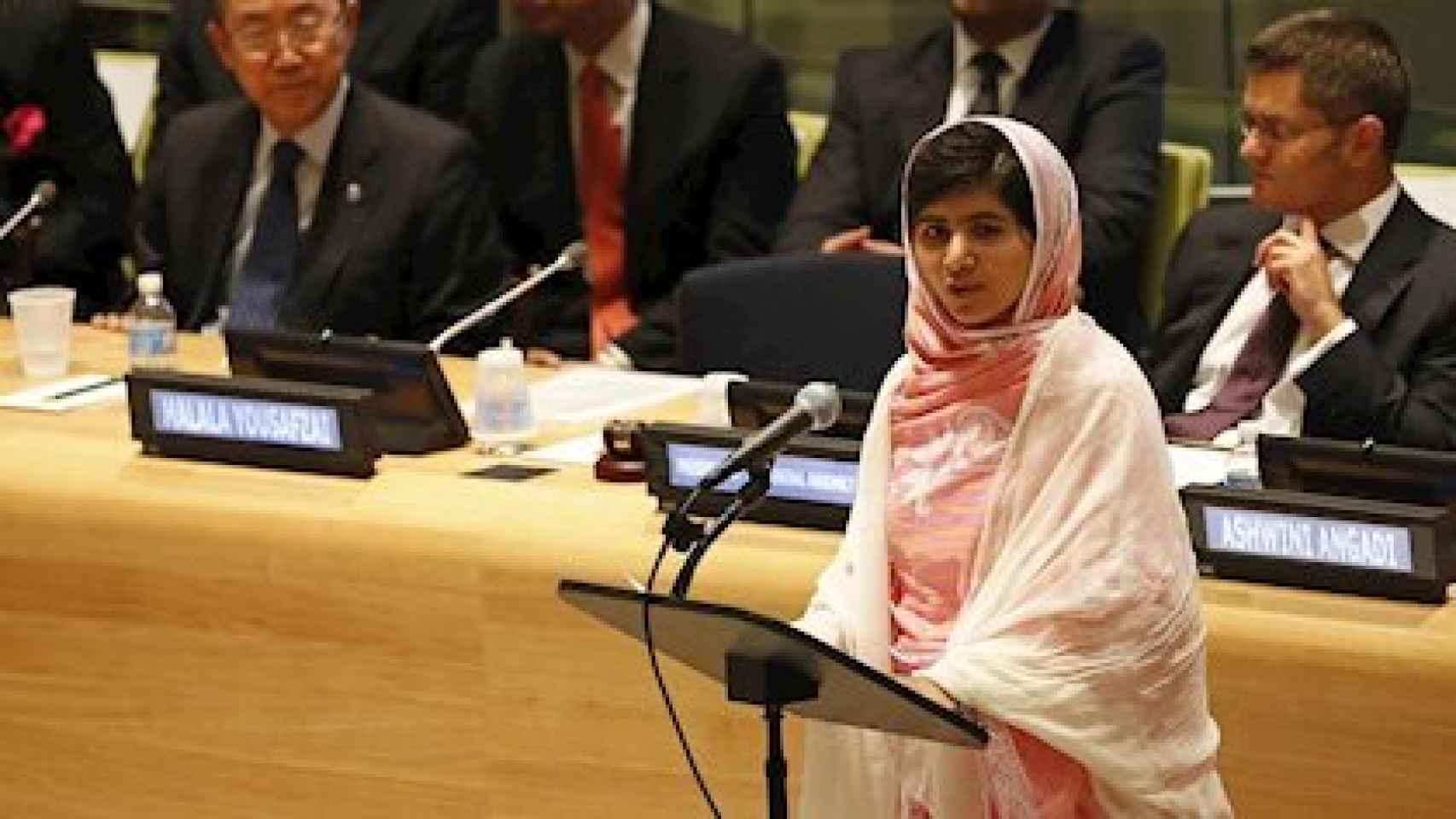 Malala hablando ante la ONU en 2014.