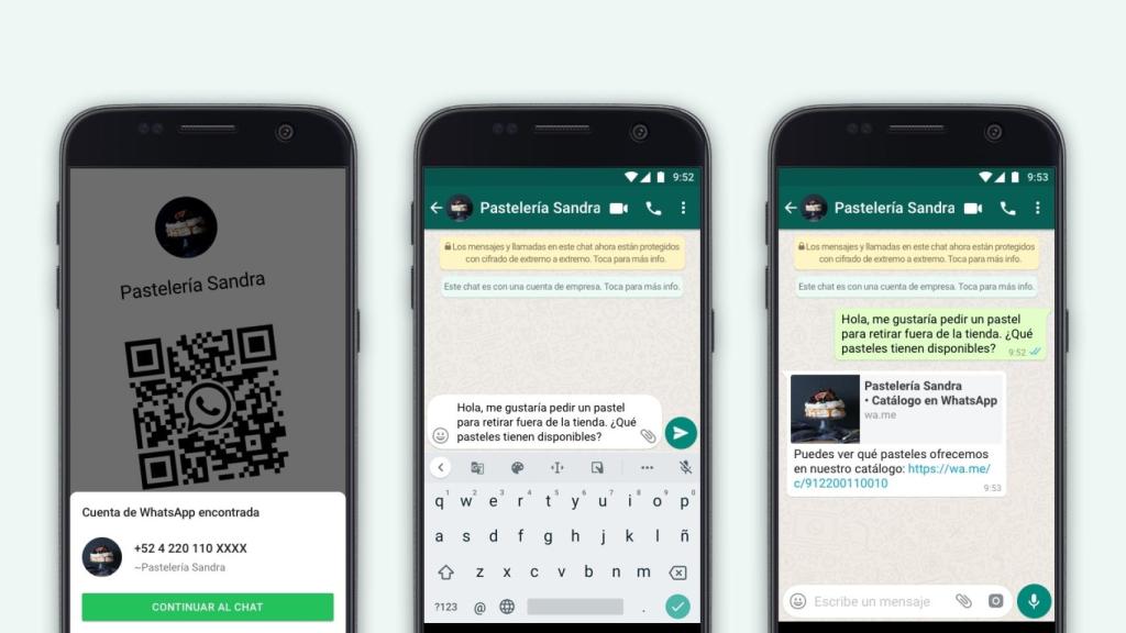 Códigos QR para establecer contacto con las empresas en WhatsApp.