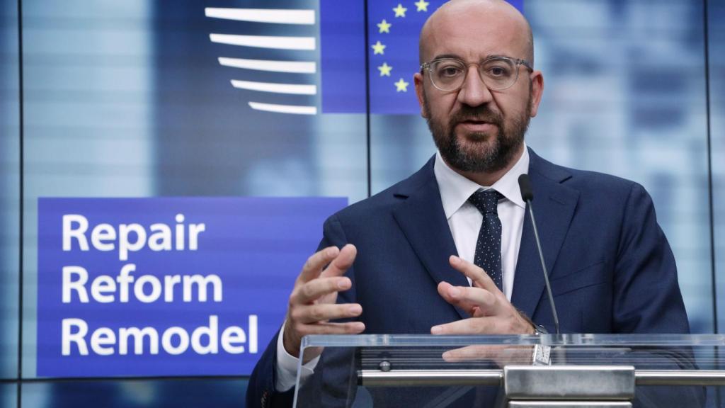 El presidente del Consejo Europeo, Charles Michel, durante la rueda de prensa de este viernes