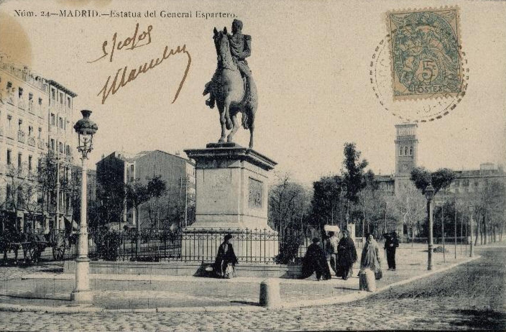 Estatua ecuestre de Espartero. Una fotografía de Jean Laurent.