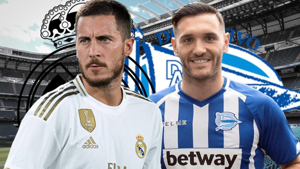 Hazard y Lucas Pérez, en la previa del Real Madrid - Alavés de la jornada 35 de La Liga