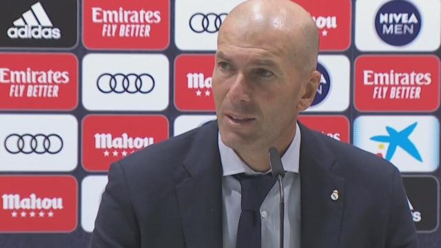 Zinedine Zidane, en la rueda de prensa después de la victoria del Real Madrid ante el Alavés