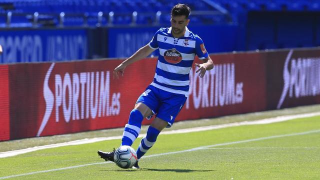 Bóveda durante un partido del Deportivo contra el Extremadura.