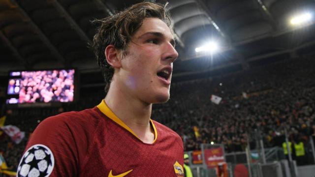 Nicoló Zaniolo, durante un partido de la AS Roma en Champions League