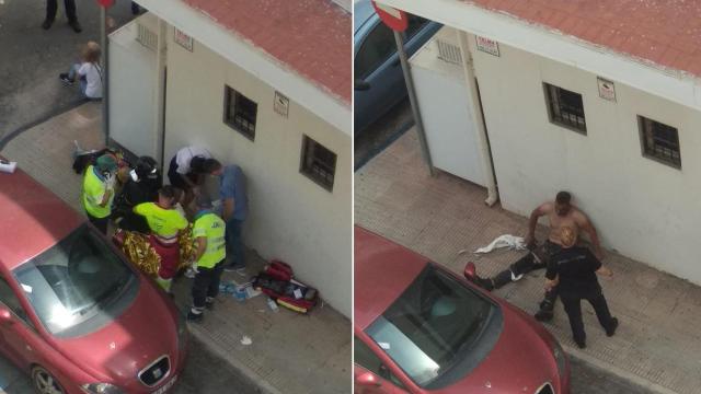 Un herido, atendido por los servicios de emergencias.