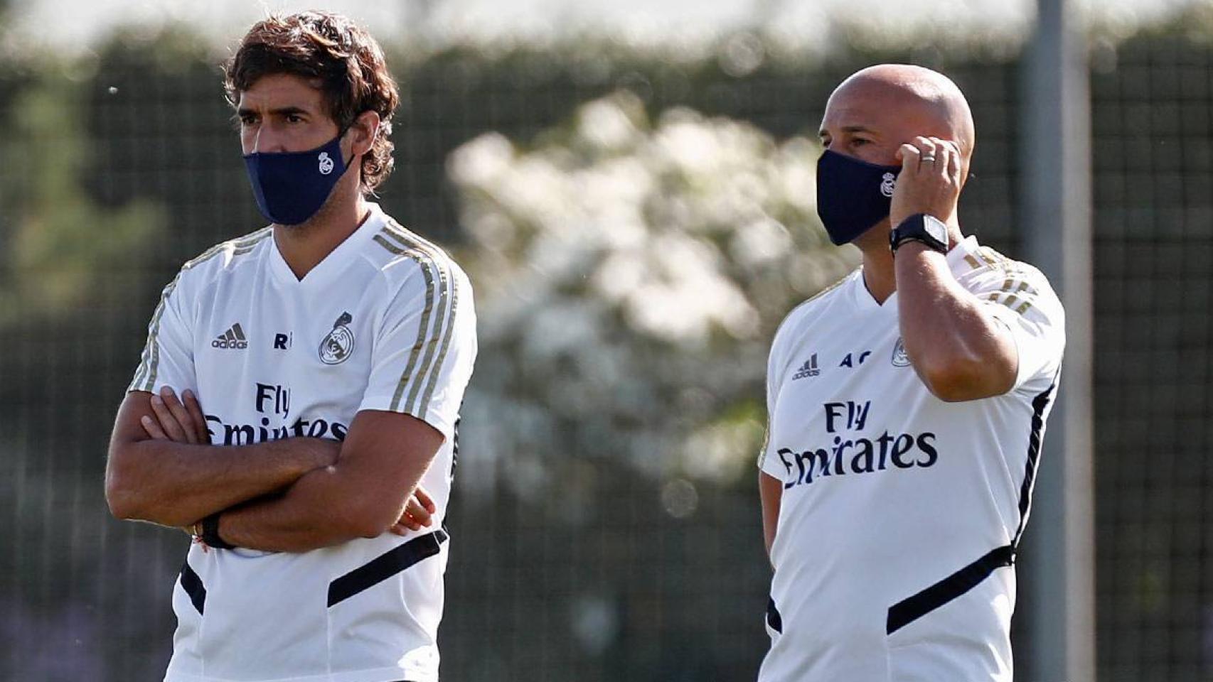 Raúl González Blanco, en el entrenamiento del Juvenil para preparar la UEFA Youth League