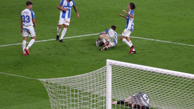 Los jugadores del Leganés celebran la victoria ante el Athletic