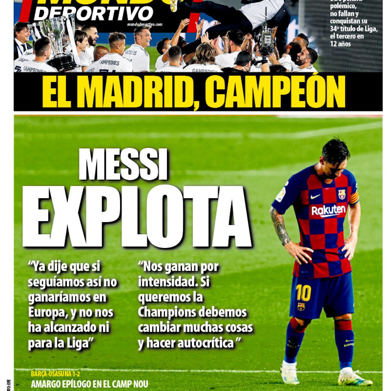 La portada del diario Mundo Deportivo (17/07/2020)