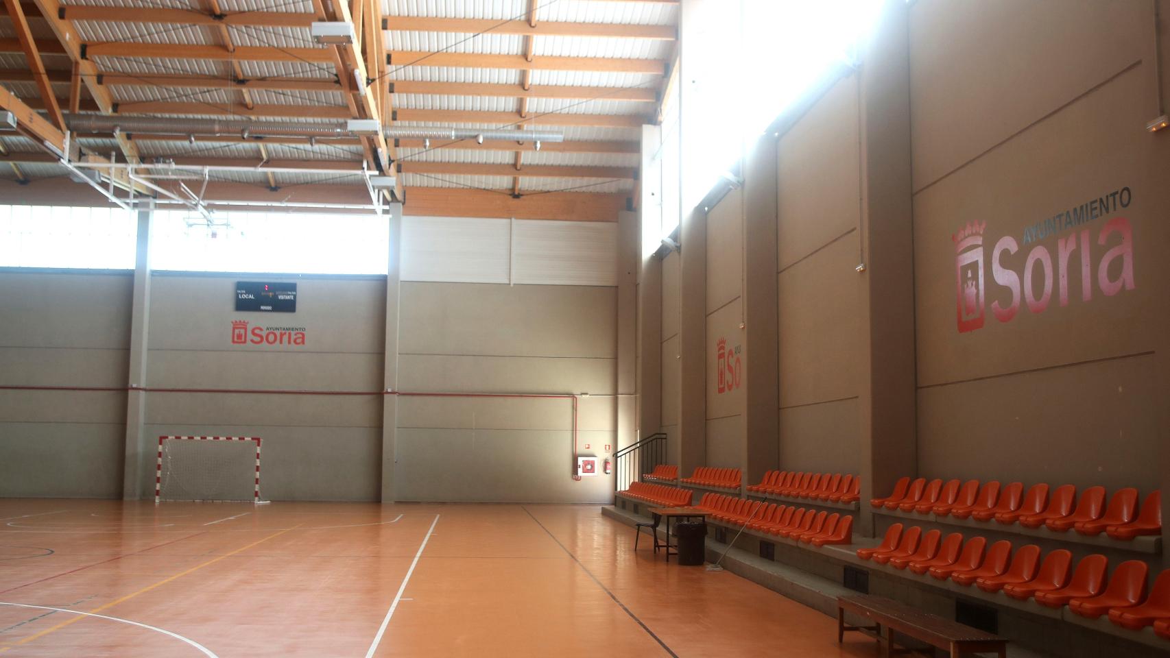 Vista del polideportivo de San Andrés, en Soria, donde tenía lugar el campamento de balonmano.