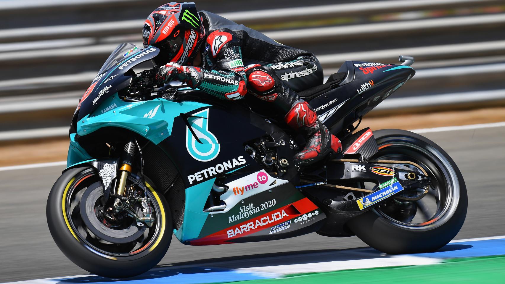 Fabio Quartararo, durante una de las sesiones de entrenamientos del Gran Premio de España, en Jerez.