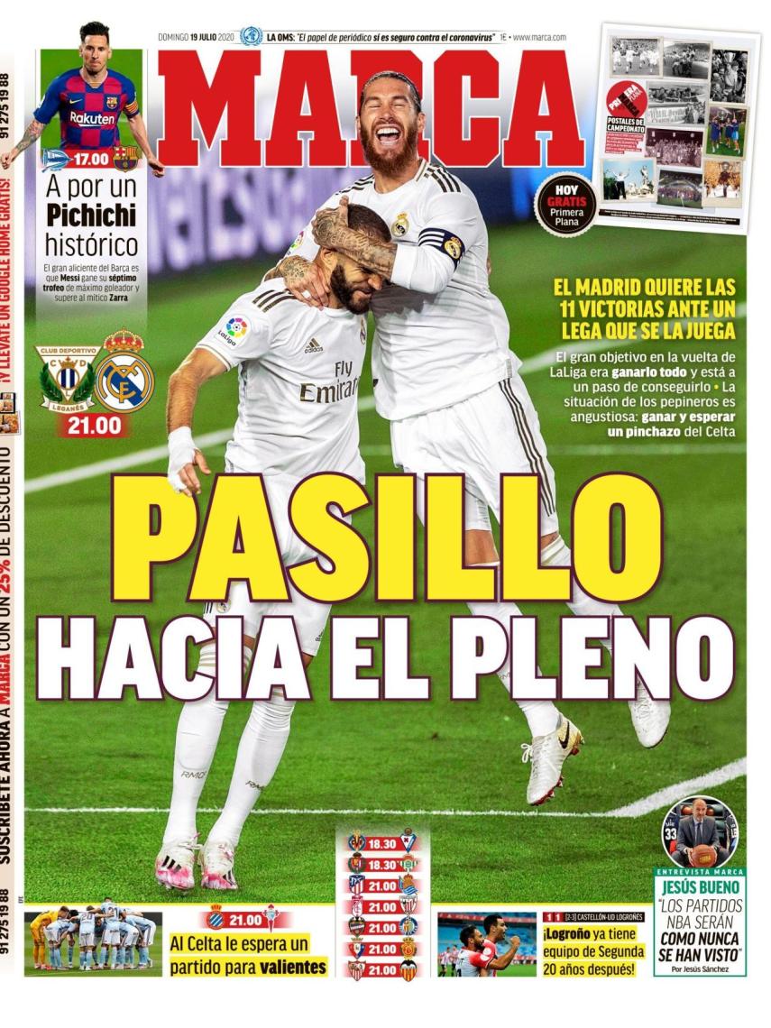 La portada del diario MARCA (19/07/2020)