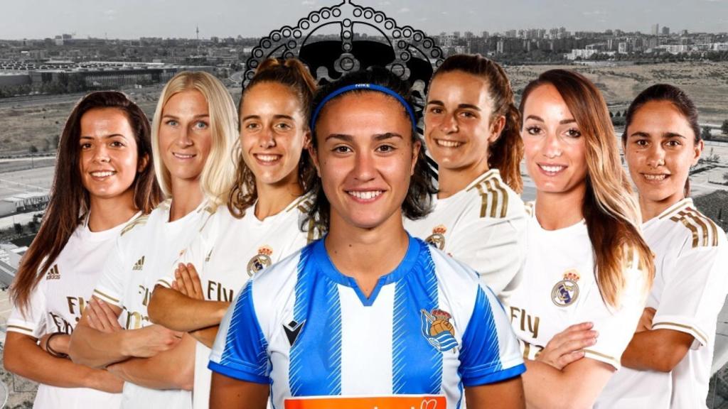 Malena Ortiz, Sofia Jakobsson, Maite Oroz, Nahikari, Teresa Abelleira, Kosovare Asllani y Lorena Navarro