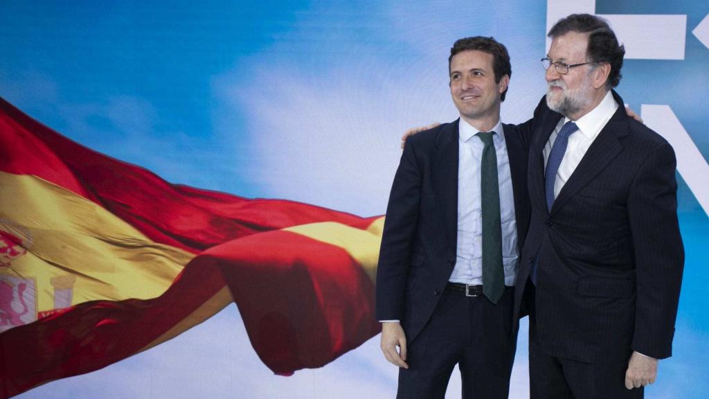 Mariano Rajoy y Pablo Casado en el Congreso Nacional de julio de 2018.