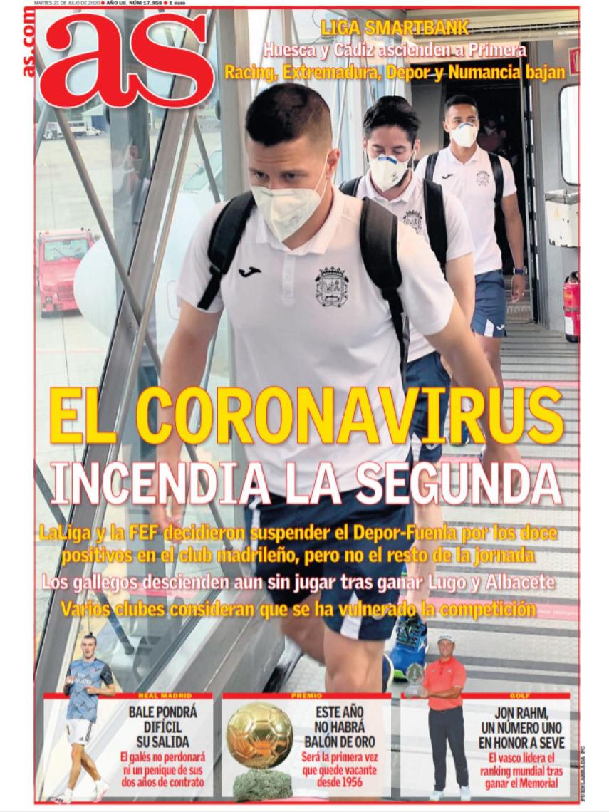 La portada del diario AS (21/07/2020)