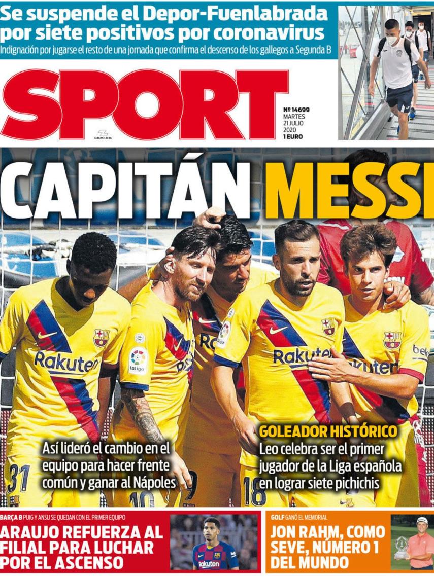 La portada del diario SPORT (21/07/2020)