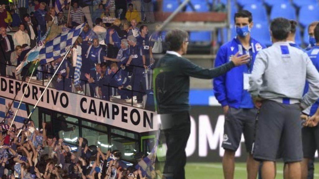 La celebración de La Liga del Deportivo de La Coruña en el año 2000 y la imagen de los jugadores del Deportivo en Riazor sin poder jugar ante el Fuenlabrada