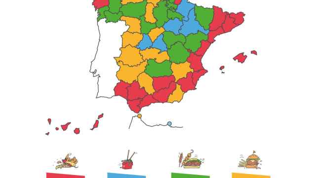 Mapa de la comida pedida por los españoles.