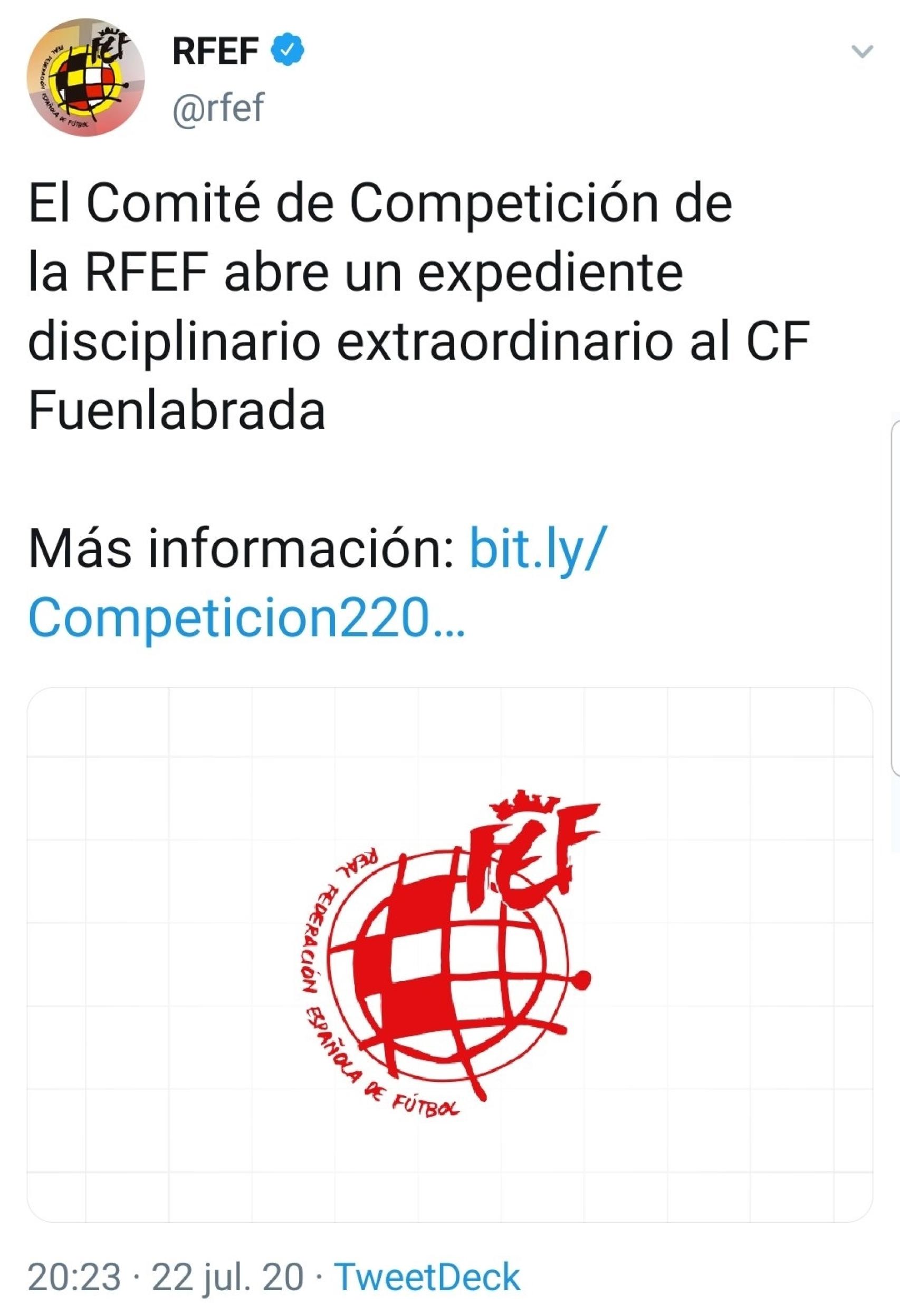 La Federación abre expediente disciplinario al Fuenlabrada