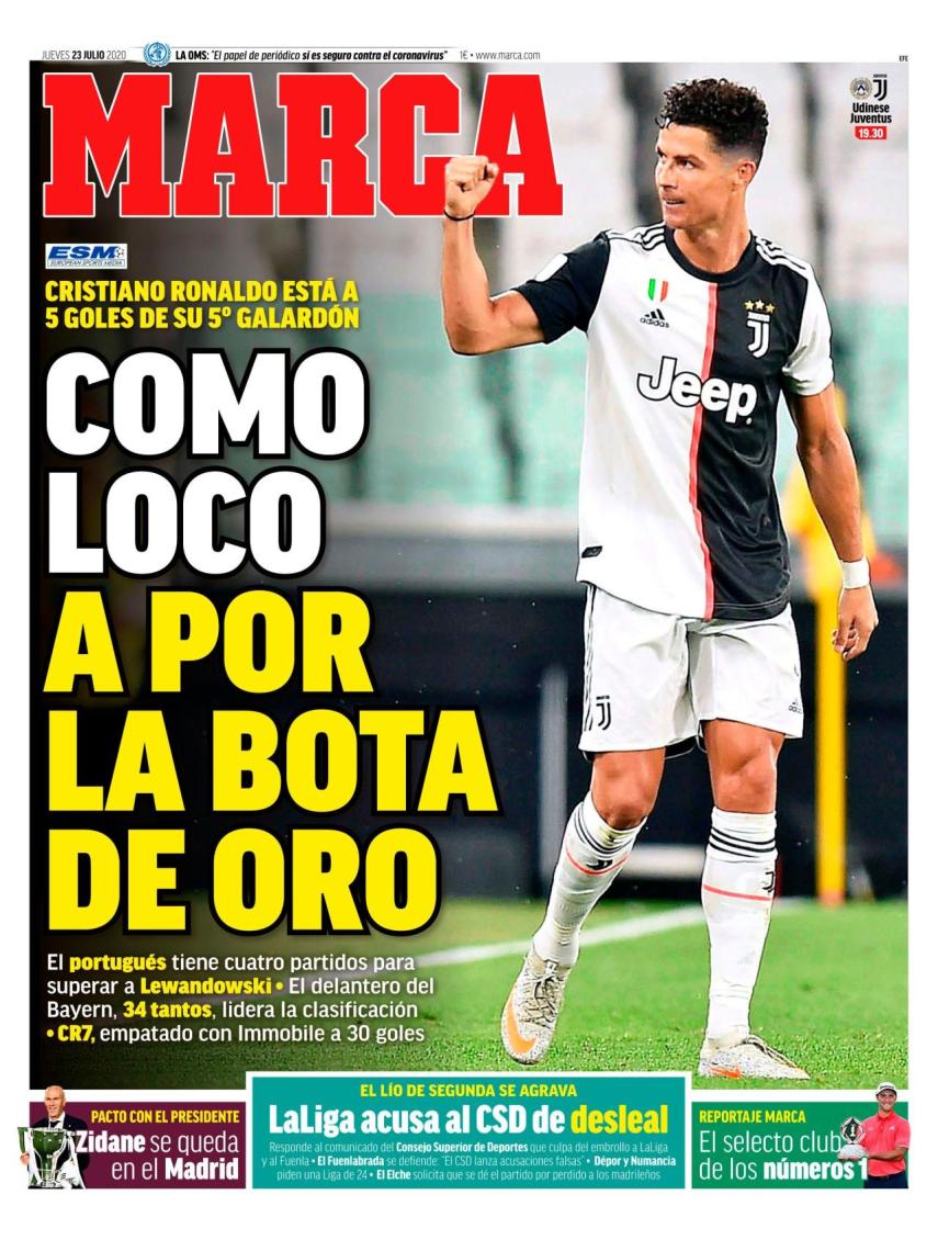 La portada del diario MARCA (23/07/2020)