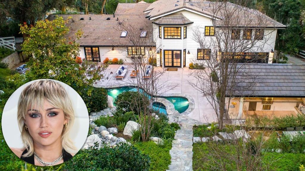 Miley Cyrus y el exterior de su nueva casa en montaje de JALEOS.