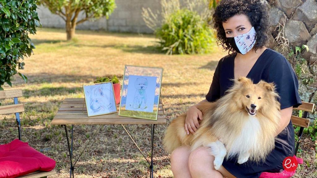 Mascarillas con el retrato de tu mascota de la mano de la artista rianxeira Beatriz Hermo