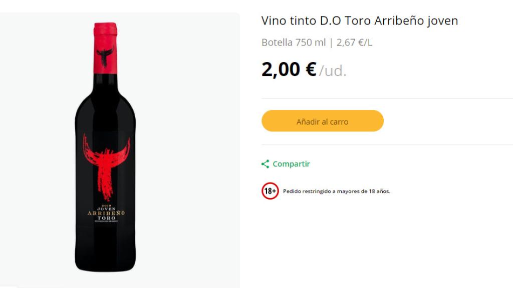 Vino tinto D.O. Toro Arribeño joven.